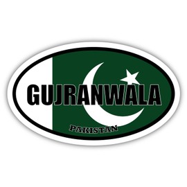 8.5x14 inches Large Gujranwala Pakistan Flag Oval Sticker Construction Machine, Car, Truck, Locker, Wall, Window, Luggage