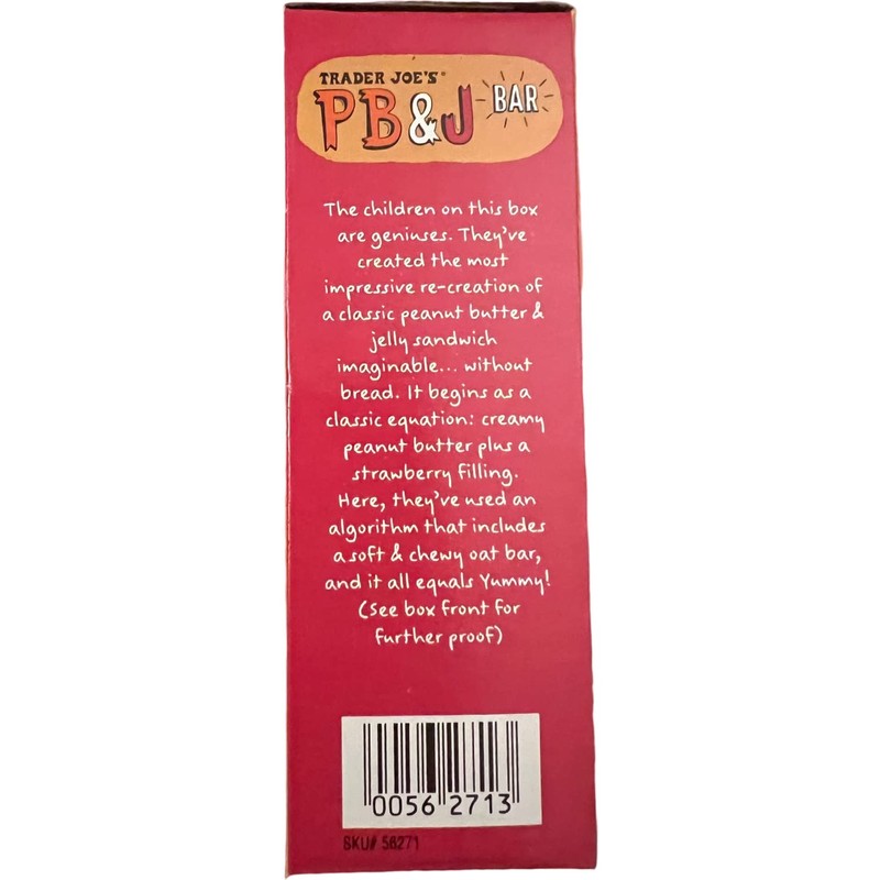 Trader Joe's PB&J Peanut Butter Strawberry Fruit Oat Bar Gluten