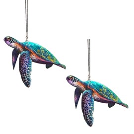 2Pcs Sea Turtle Hanging Ornament for Car Rearview Mirror Decor Cute Turtle Automobile Interior Bag Keychain Accessory for men women Gift Automotive Interior Mirrors Replacement Parts