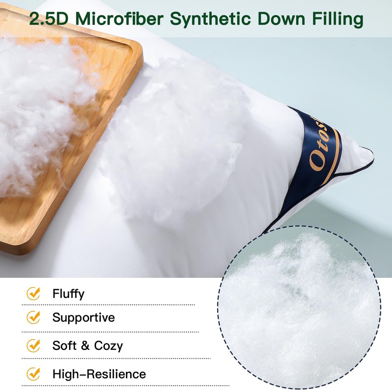 OTOSTAR 12x20 Down Alternative Fill Throw Pillow Insert-100% Cotton Cooling