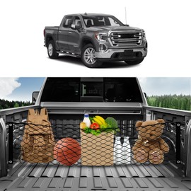 Karltys Silverado Cargo Net for 2013-2025 2026 GMC Sierra/Chevy Silverado 1500 2500HD 3500HD Envelope Style Truck Bed Cargo Net, Highly Elastic Pickup Bed Net for Sierra Nylon Mesh Netting with Hooks