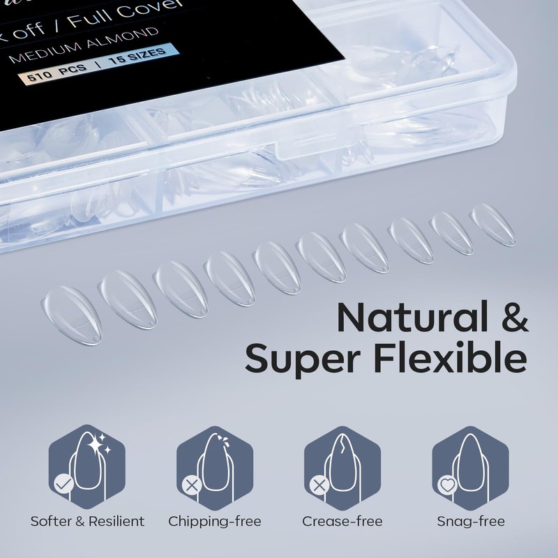 Modelones Nail Tips, 510 Pieces, Full Cover Nail Tips Set,
