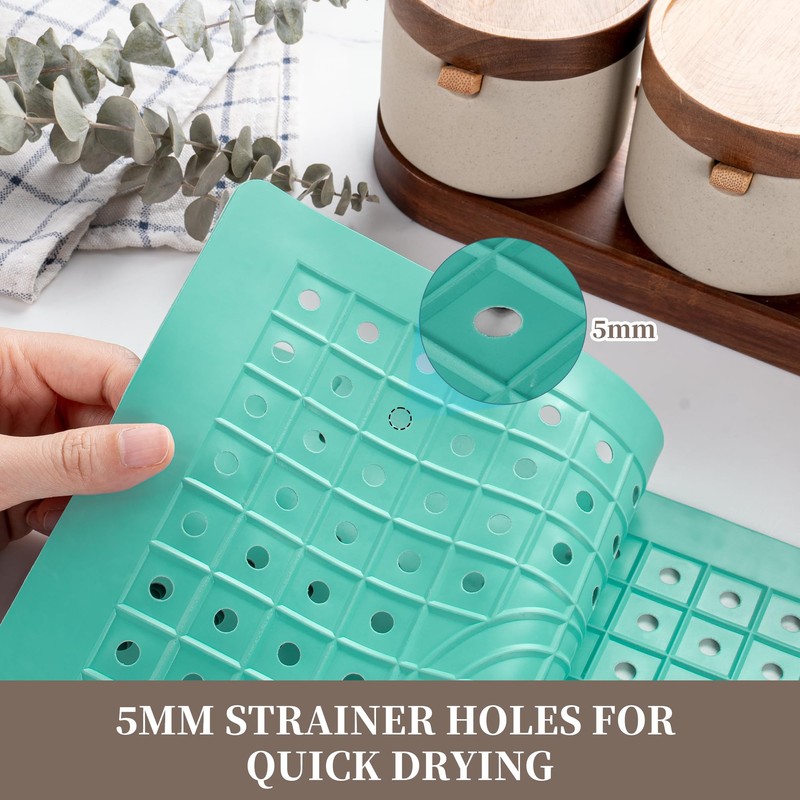 WILLKOMMEN Kitchen Sink Mat, 12" x 10" Rectangular Sink Protector