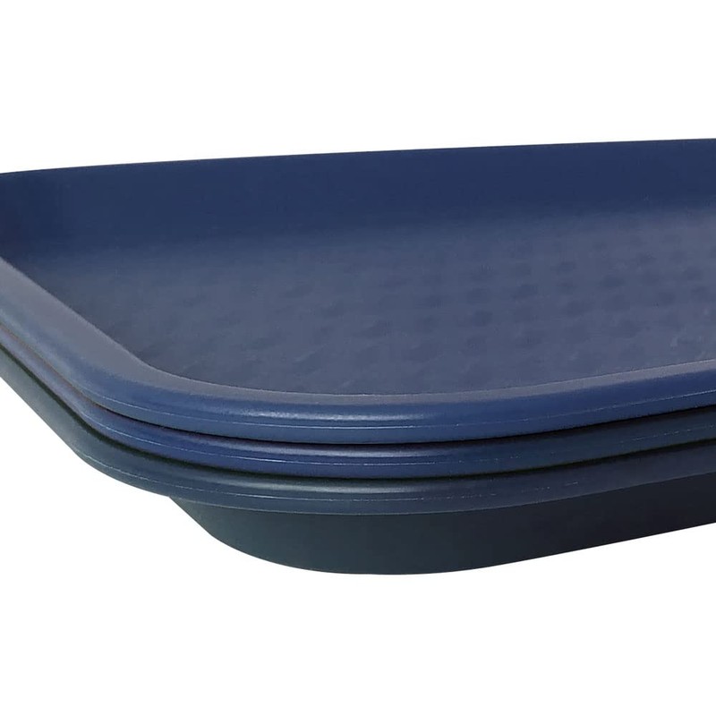 Miamex 3 x Blue Rectangular Plastic Fast Food Canteen Breakfast