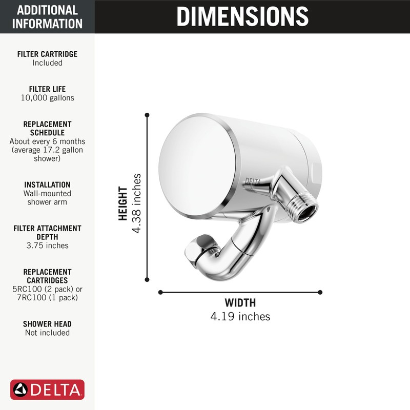 Delta Faucet Clarifi Premium Shower Filter Attachment with Filter, Hard