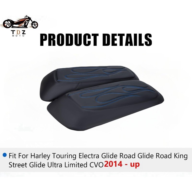 TDZ MOTO 2014-2023 Blue Premium Flame Hard Saddle Bag Lid