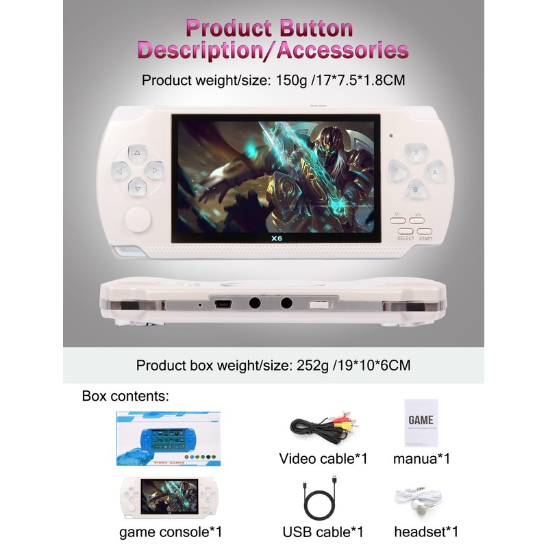 CZT 4.3 inch Retro Game Console with mps mp4 Function