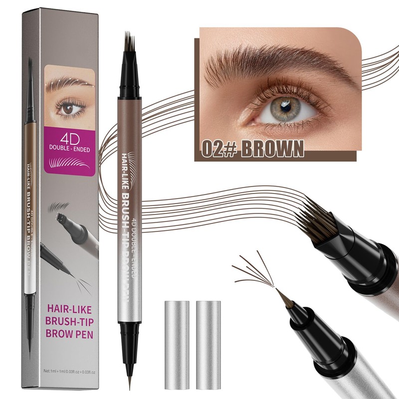 Eyebrow Pencil, Microblading Eyebrow Pen with Angled Brush, 2-in-1 Eye