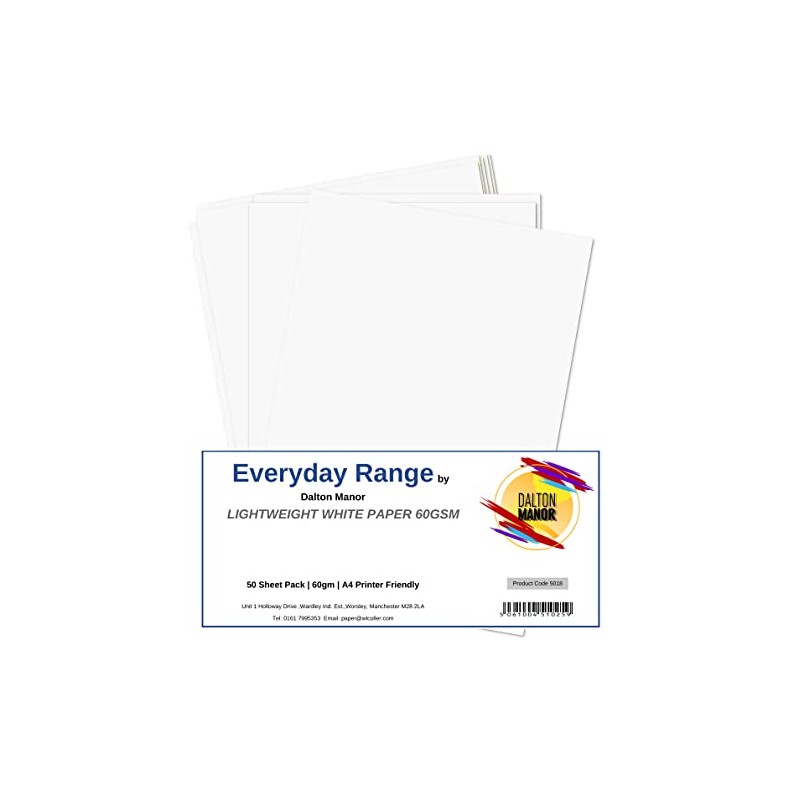 Dalton Manor Lightweight Paper White A4 60gsm Pack 50