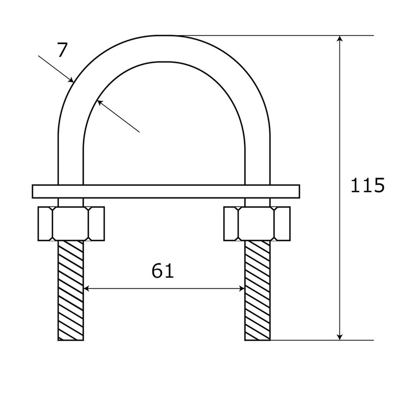 aiai Long-leg U-Bolt Set 15-821 0.31 x 4.33 x 2.83