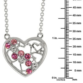 Gem Stone King Nirano Collection Pink and White Heart Necklace Made with Crystals