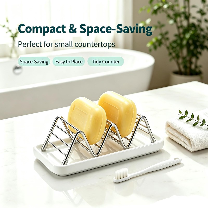 Heavy Weight 3.28oz Soap Dish with Removable Ceramic Drain Tray,