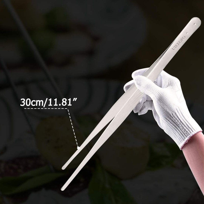 30cm / 12-Inch Long Stainless Steel Food Tongs Straight Tweezers