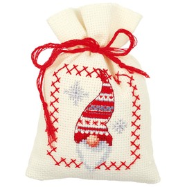 Vervaco Counted Cross Stitch: Pot-Pourri Bag: Christmas Elves (Set of 3), COTTON, NA, 8 x 12cm