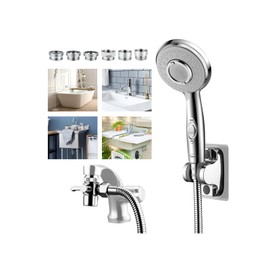 KLLEYNA Shower Head Hose Attachment for Sink/Tub Faucet - ON/OFF Jets Sprayer for Dog Wash/Bathtub Cleaning/Baby Bath/Hair Rinse, Tap Extender Water Nozzle for Bathroom Kitchen Utility Garden Basement