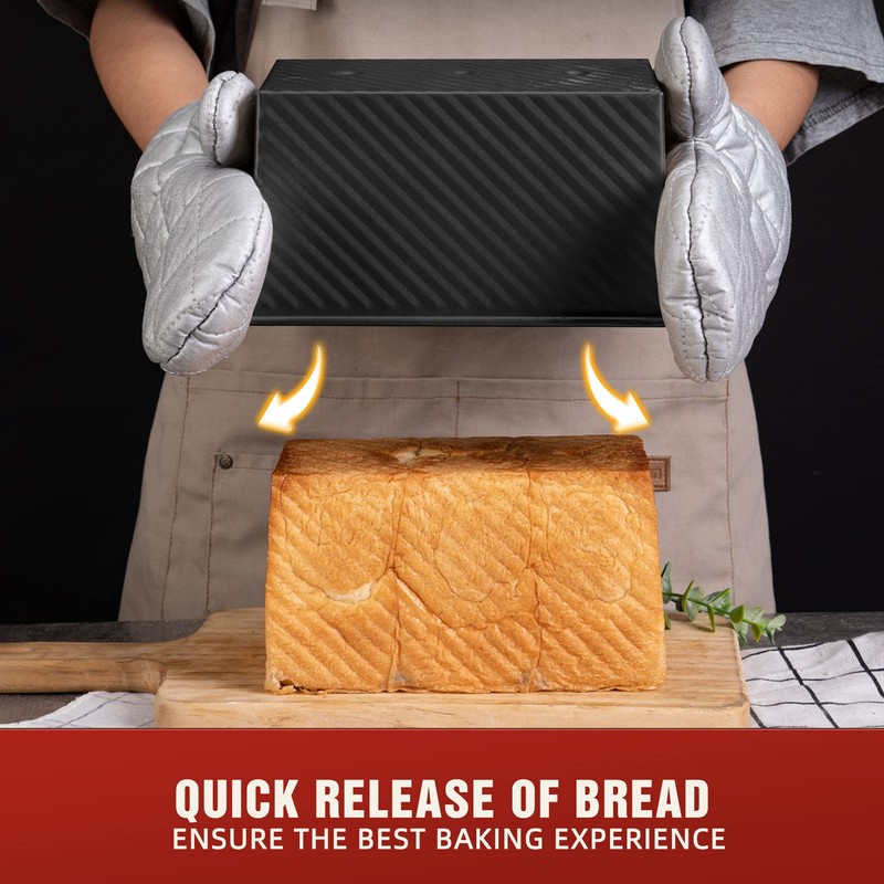 KITESSENSU Carbon Steel Pullman Loaf Pan with Lid, 1 lb