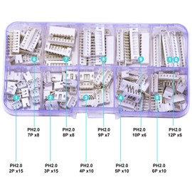 JTSINERU JST Connector Socket Kit, JST PH 2.0 2.0MM 2Pin 3Pin 4Pin 5Pin 6Pin 7Pin 8Pin 9Pin 10Pin 12Pin Micro Header PCB Board Side Type Right Angle Type Header (JTS-PH2.0-DIP-R/A)