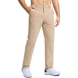 Pudolla Men's Golf Pants Stretch Work Dress Pants Men's Dress Pants 32 Lightweight Quick Dry Trousers with Pockets(Khaki 35Wx32L)