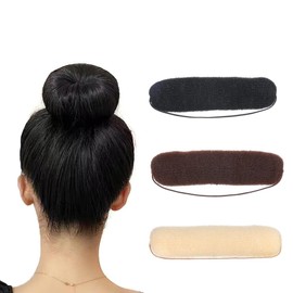 3Pcs Hair Bun Maker Kit 20cm Donut Hair Foam Ring Shapers with Elastic Rope for Easy DIY Updos (3 Colors)
