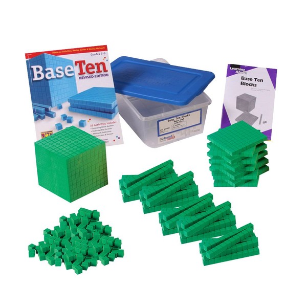 ETA hand2mind Green ManipuLite Foam Base Ten Blocks Starter Set