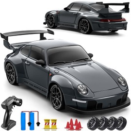 PIWIJOY RC Drift Car, 1:24 Scale Remote Control Vehicle with LED Lights,Drifting Tires＆Two Batteries, Racing Sports Toy Idea Gift for Adults Boys Girls and Kids