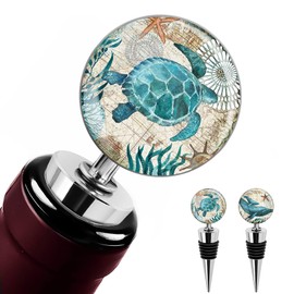 LIZIMANDU Wine Bottle Stoppers,Stainless Steel Wine Stoppers For Gifts, Bar, Holiday Party, Wedding(2-Turtles Whales)