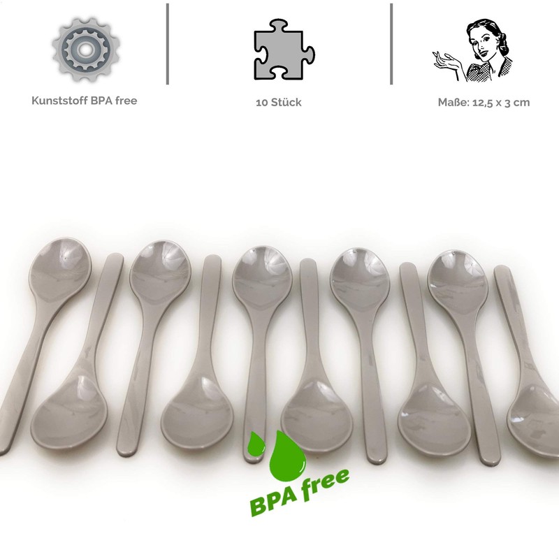 Kerafactum Plastic Spoon Grey Egg Spoon Colourful Plastic Spoons 10