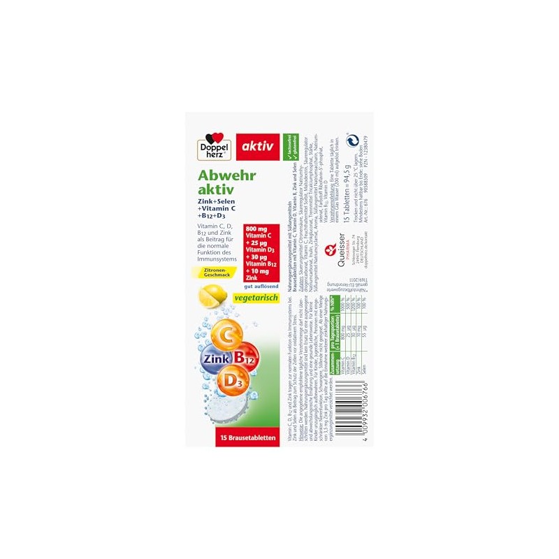 Doppelherz Active Effervescent Tablets | Zink+Selen+Vitamin C+B12+D3 - als Beitrag