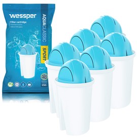 Wessper Classic Water Filter Cartridges Sport | Replacement for Aquaphor Standard, Brita Classic, Dafi Classic Filter Cartridge | Pure Water | Pack of 6