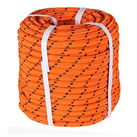 findmall 1/2 Inch Polyester Rope Double Braid Pulling Ropes for Swing Tree Work Orange 150 Feet