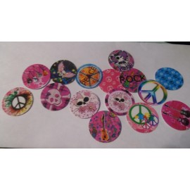 Unbranded Pre Cut One Inch Bottle Cap Images!  PEACE AND SKULLS Free Ship - photo, 15 images