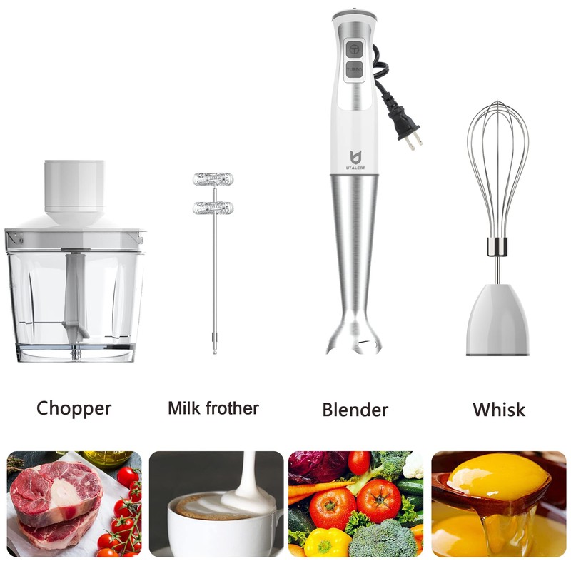 Immersion Hand Blender, UTALENT 5-in-1 8-Speed Immersion Blender with 500ml