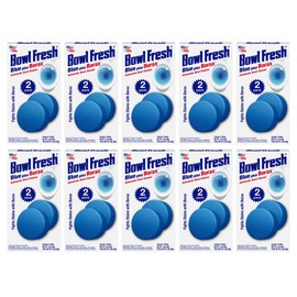 Bowl Fresh Blue plus Borax Automatic Toilet Bowl Cleaner Tablets, Toilet Freshener Tablets with Borax, 2 Count (Pack of 10)