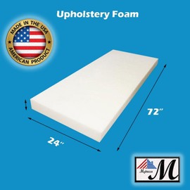 Mybecca 2" X 24"x 72" Upholstery Foam Cushion High Density (Seat Replacement, Upholstery Sheet, Foam Padding)