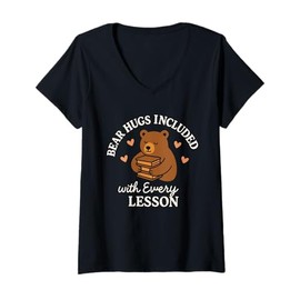 Womens Homeschool Mom Mama Bear Homeschooling Gift Teacher Mom V-Neck T-Shirt