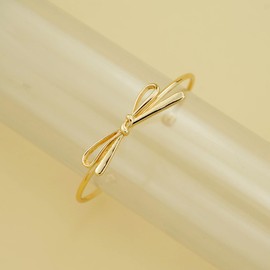DATOA Elegant Gold color Bow Bangle Cuff Bracelet for Women Simple Ribbon Bow Knot Adjustable Open Cuffs Wrist Bracelets Fashion Christmas Birthday Jewelry Gifts - Gold