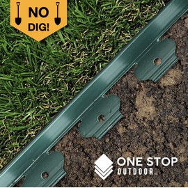 Instant Edging - Green 20ft Premium No Dig Yard Edging Kit for Landscaping and Flower Gardens (2" High) - Includes 18 Stakes