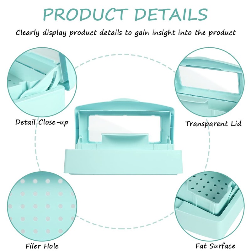 Gusnilo Barbicide Disinfectant Box Nail Art Tools Sanitizing Tray Disinfectant