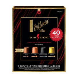 Vittoria Coffee Extra Strong 100% Arabica Nespresso Compatible Coffee Pods. 40 Mixed Capsules Featuring 4 of Our Strongest Blends - 40 Pack