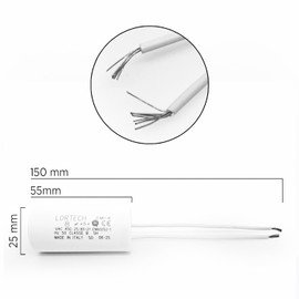 Capacitor for Electric Motor 8µF Diameter 30 mm x 55 mm Made in Italy