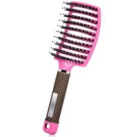 Detangle Hair Brush, Hair Extension Brush Faster Blows Drying, Hair Brush Detangler with Boar Bristles For Wet/Dry/Thick/Long Hair Women, Pink