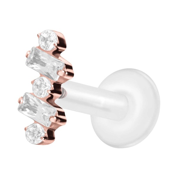 PIERCINGLINE PTFE Labret with Internal Thread + Titanium Attachment Crystal