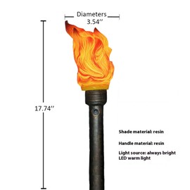 Xalume Realistic Flameless Outdoor Torch LED Lights Resin Torches for Parties, Holidays & Patio Decor or Sports Activities. Easy to Setup Handheld Style Torch led Lights