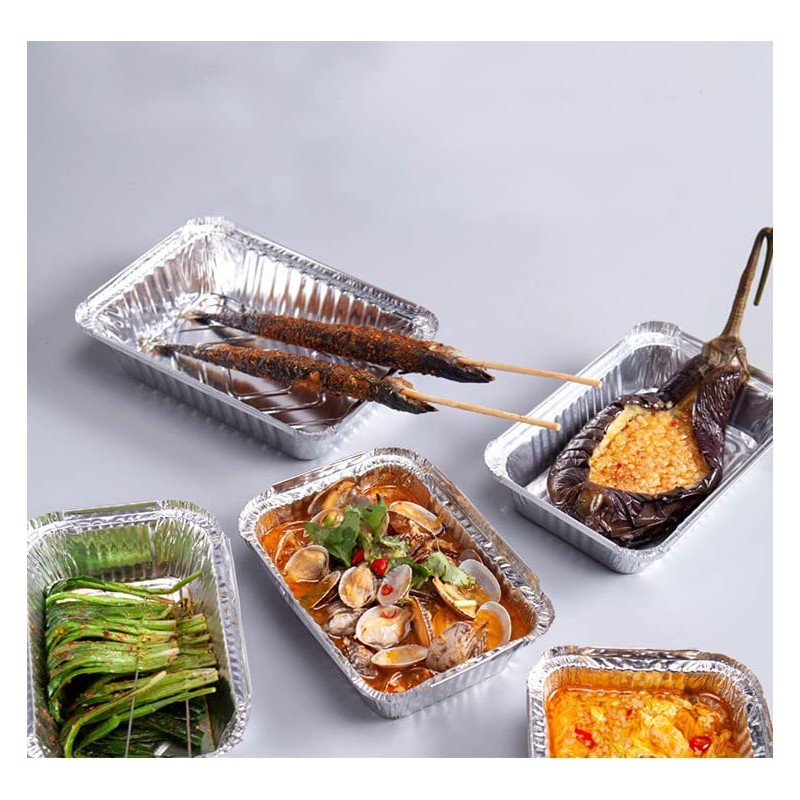[100Pcs] Aluminum Foil Trays Containers with Paper Lids Disposable Takeaway