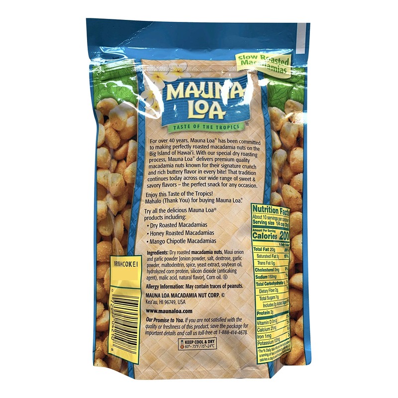 Hawaiian Roasted Macadamia Nuts (Maui Onion and Garlic, 10 Ounce)