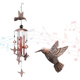 ZEFOXETO Butterfly Wind Chimes for Outside, Metal Memorial Wind Chimes with S Hook for Home Patio Porch Garden or Backyard Outdoor Decor-Ideal Gift for Women (Bird)