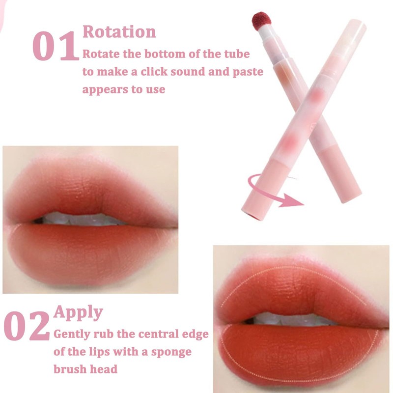 MooGlamor 6 Pcs Red Matte Lip Gloss Stick Set with