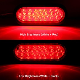Traberm 4Pcs 6" Inch Oval Red 24 Led Trailer Tail Lights Clear Lens, Clear Lens Oval 6" Red LED Stop Turn Tail Brake Lights Flush Mount Sealed for Truck Trailer RV Boat Utility IP67 Waterproof 12V