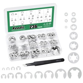 Keadic 236Pcs M3 M4 M5 M6 M8 M10 M12 Internal Tooth Starlock Washers and M1.5/M2/M3/M4/M5/M6/M7/M8/M9/M10/M12/M15/M19/M22 External Retaining E-Clips (304 Stainless Steel)