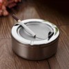 1 x Stainless Steel Ashtray with Lid, Wind Ashtray, Round